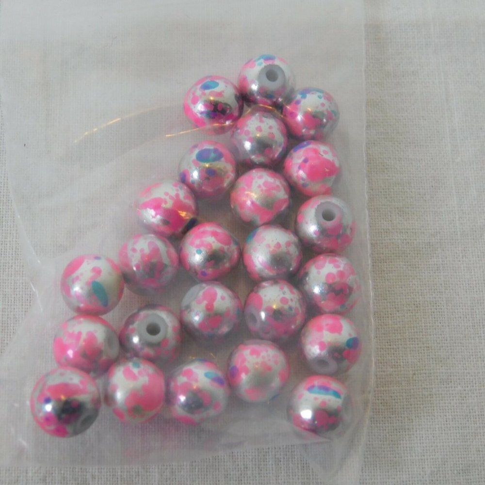 Pink Bead Mixed Lot 11 Packs Various Round Square Teardrop Evil Eye Wood Plastic - Picture 7 of 12